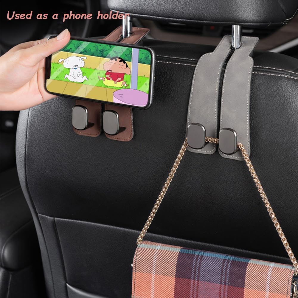 Car Hooks for Headrest,2PCS Car Seat Back Storage Hook for Headrest,Car Seat Multifunctional Bag Hook,Car Hooks for Purses,Bags,Handbags (Black)