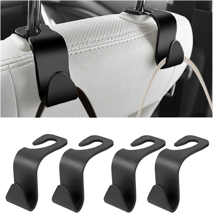 4 Pack 4.13 Inch Car Seat Headrest Hooks, Black