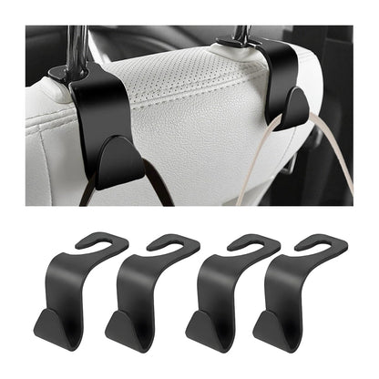 4 Pack 4.13 Inch Car Seat Headrest Hooks, Black