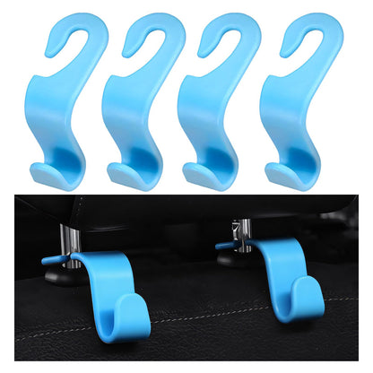 4 PCS Car Seat Headrest Hooks, Multi-Functional Auto Headrest Purse Holders Storage Hangers, Universal Backseat Backpack Hooks Hanging Holders for Cars Trucks SUVs (Black)