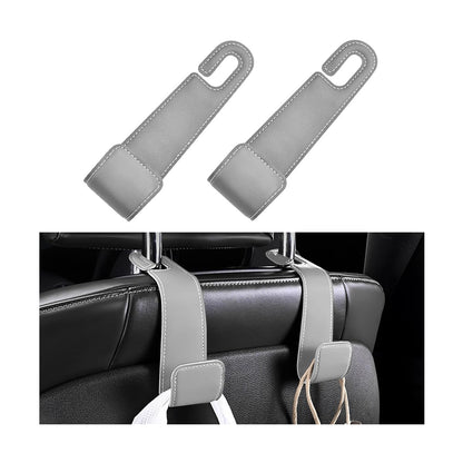 2PCS Car Seat Headrest Hook, Microfiber Leather Vehicle Back Seat Storage Hanger Holder, Automotive Purse Bag Hanging Organizer Accessories, Universal for SUV, Sedan, Truck (Brown)
