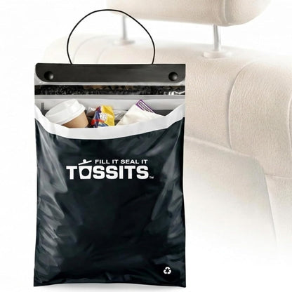 Tossits Disposable Car Trash Bag Hanging (Pink, Set of 7) - Leak-Proof, Smell-Proof Automobile Trash Container, Eco-Friendly, Thick, Large 12x15 Car Trash Bin with Sturdy Header Board