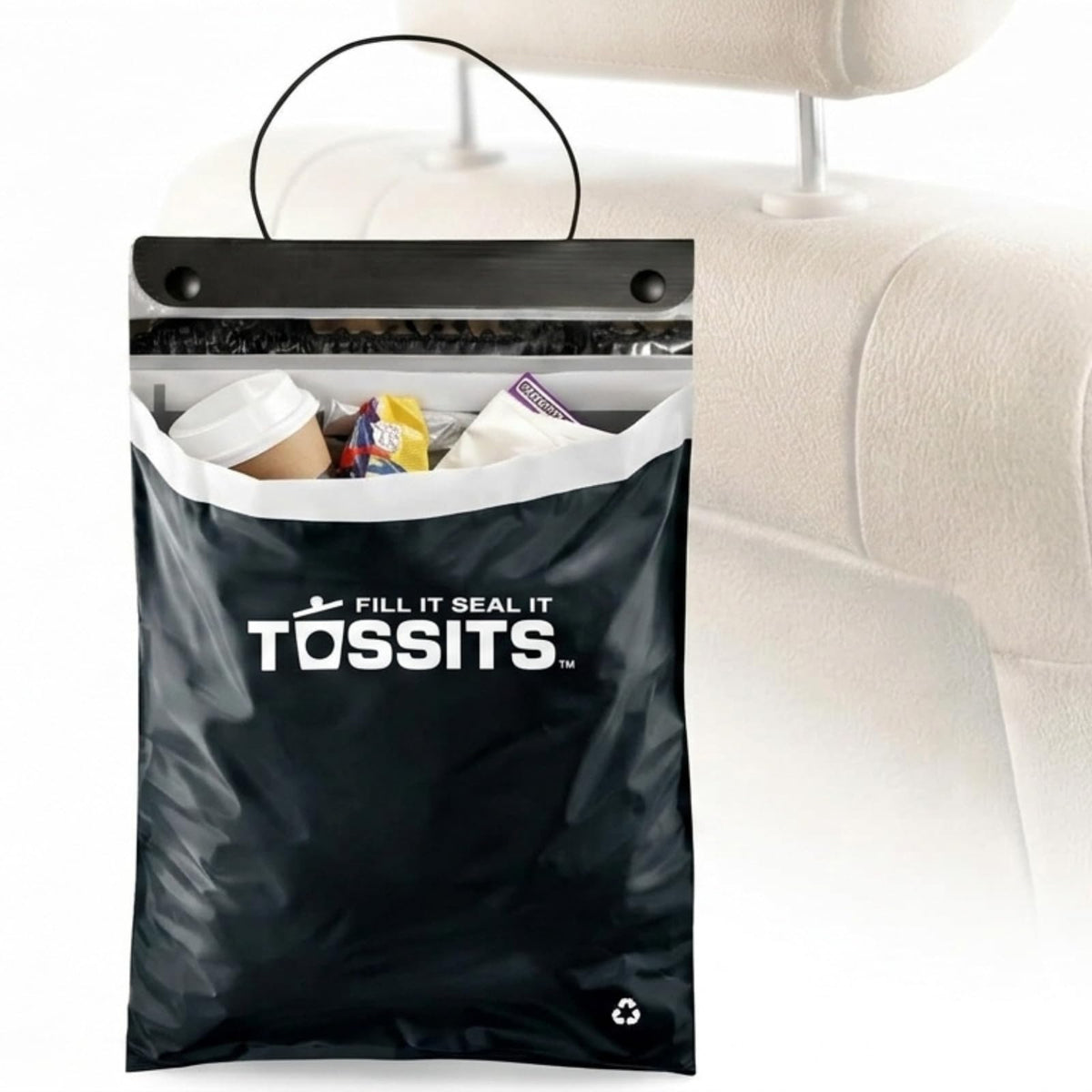 Tossits Disposable Car Trash Bag Hanging (Pink, Set of 7) - Leak-Proof, Smell-Proof Automobile Trash Container, Eco-Friendly, Thick, Large 12x15 Car Trash Bin with Sturdy Header Board