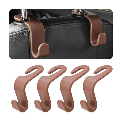 4 Pack Headrest Hooks for Vehicle Seats, Carbon Fiber/Red