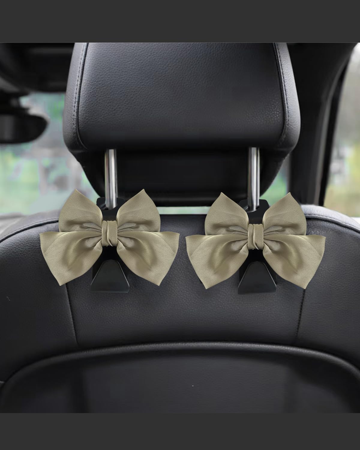 2 Pack Car Purse Hooks, Headrest Hooks for Cars, Black silk
