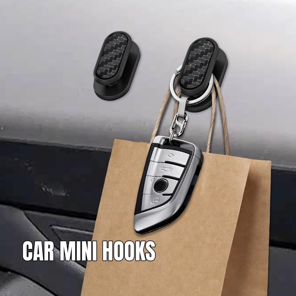 4PCS Car Mini Hooks, Car Dashboard Hook, Multifunctional Self-Adhesive Vehicle Dashboard Backseat Hangers, Automotive Interior Keys Earphone Storage Holder Universal for SUV Automobile Truck