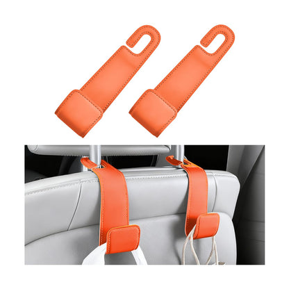 2PCS Car Seat Headrest Hook, Microfiber Leather Vehicle Back Seat Storage Hanger Holder, Automotive Purse Bag Hanging Organizer Accessories, Universal for SUV, Sedan, Truck (Brown)