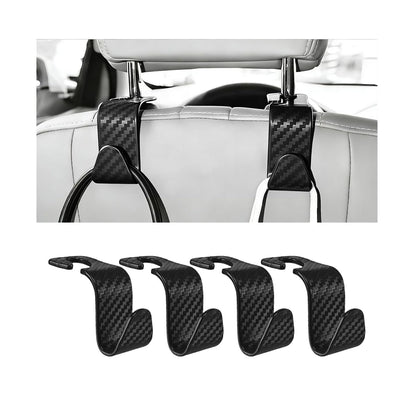 4PCS Car Seat Headrest Hook, Automotive Back Seat Storage Holder Hanger, Vehicle Interior Backseat Organizer Hanging Hook for Purse Handbag Grocery Bags, Universal Fit (Black)