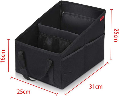 YOOFAN Car Seat Organizer - Passenger Seat Organizer, Collapsible Small Car Seat Storage Organizer for Console Front/Back, Automotive Backseat Organizer with Belt 4 Cup Holders for Kids Accessories