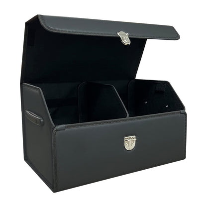 Trunk Organizer for Car With Lid,Foldable Trunk Organizer for SUVs & Sedans,Multi-Functional Leather Storage Box - Brown - Small