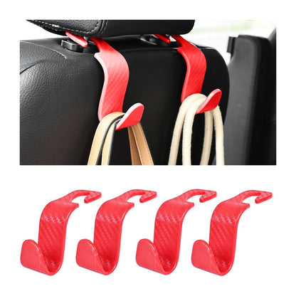4 Pack 4.13 Inch Car Seat Headrest Hooks, Black