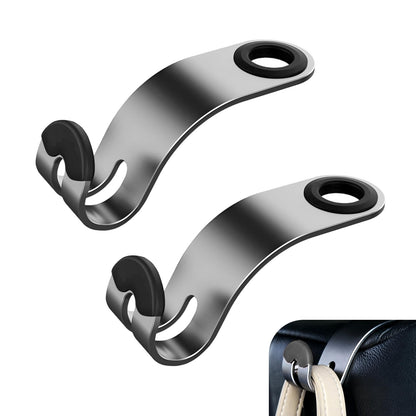 2 PCS Car Seat Headrest Hooks, Solid Alloy Car Purse Hook with 30 kg Load Capacity, Hidden Auto Headrest Hook, Universal Vehicle Storage Organizer for Purse, Backpack, Coats (Black)