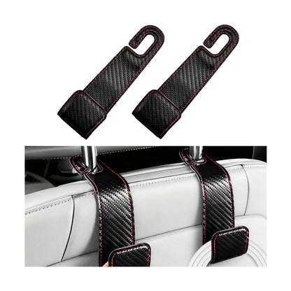 2PCS Car Seat Headrest Hook, Microfiber Leather Vehicle Back Seat Storage Hanger Holder, Automotive Purse Bag Hanging Organizer Accessories, Universal for SUV, Sedan, Truck (Brown)