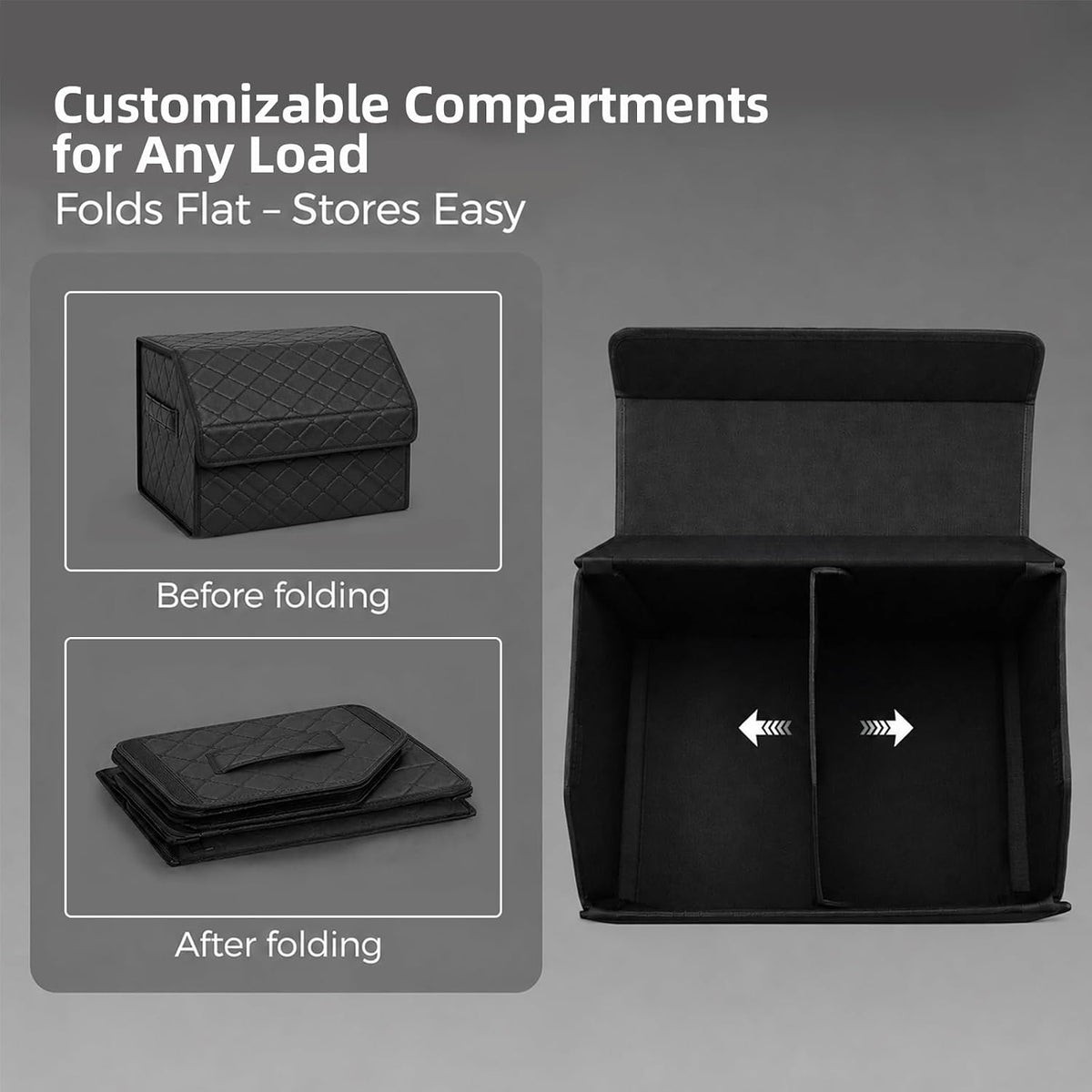 Car Trunk Organizer for SUV and Sedan, Black, 20 inches