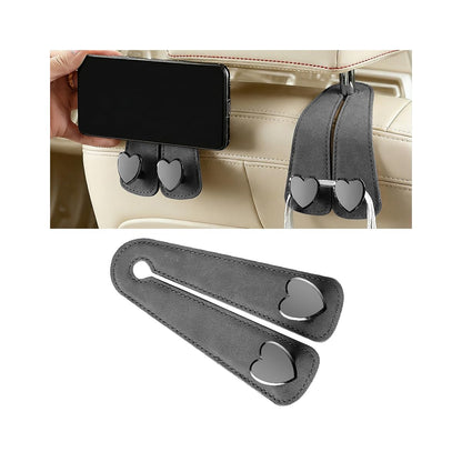 BESULEN Car Seat Headrest Hook, Vehicle Seat Back Hanger Organizer for Handbag Purse Coat, Automotive Interior Headrest Double Storage Hook, Universal Fit (Black)
