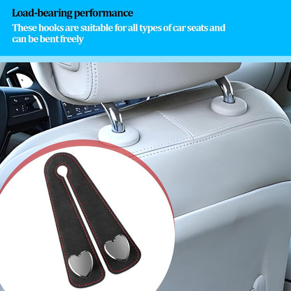BESULEN Car Seat Headrest Hook, Vehicle Seat Back Hanger Organizer for Handbag Purse Coat, Automotive Interior Headrest Double Storage Hook, Universal Fit (Black)