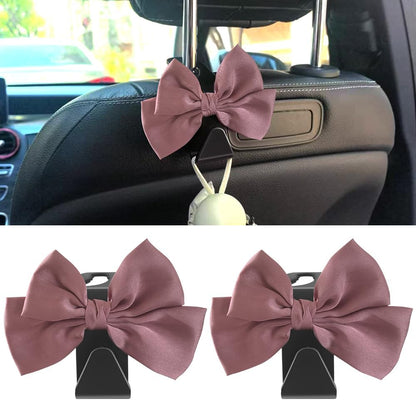 2-Pack Car Seat Headrest Hooks, Handbag Hangers, White leather