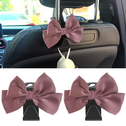 2-Pack Car Seat Headrest Hooks, Handbag Hangers, White leather