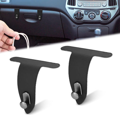 2 Pcs Car Hooks for Passenger Glove Box, Self-Adhesive Headrest Hooks for Car Holder, Leather Car Purse Hook for Bags, Car Seat Back Storage Hook Accessories Organization (Front Single Hook)