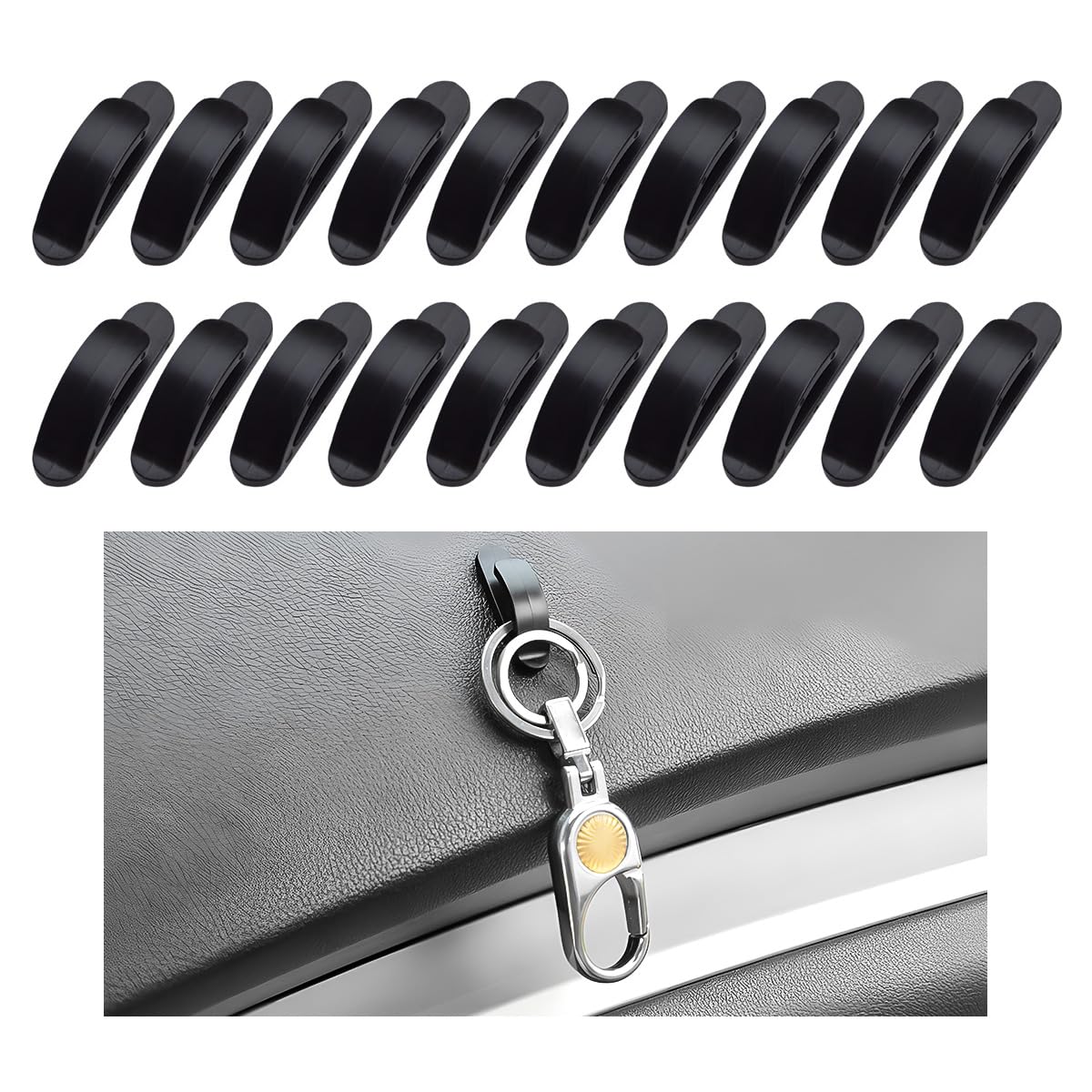 Yourkar 10 PCS Car Sticky Hooks, Multifunctional Vehicle Adhesive Hooks, Hanging Auto Storage Hooks for Key USB Cable Earphone Cable, Universal Interior Decor Car Accessories (10 PCS)