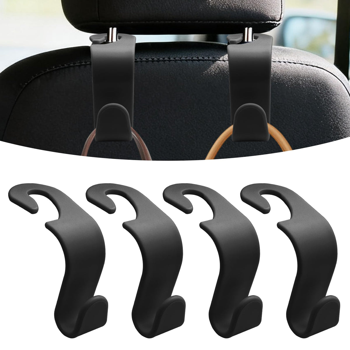 4PCS Car Seat Headrest Hooks, Purse Hook for Car