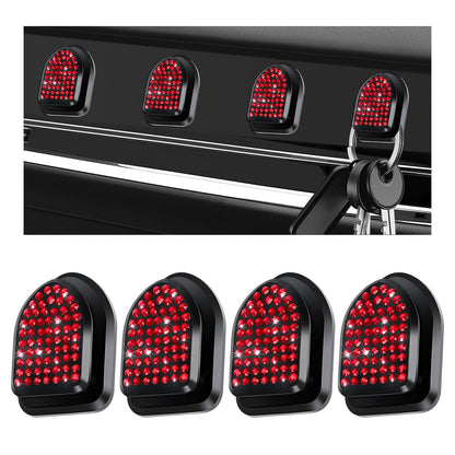 4PCS Bling Car Mini Hooks, Cute Crystal Auto Backseat Hanger Adhesive Storage Hooks, Multifunctional Rhinestone Vehicle Dashboard Hook Hanging Organizer for Key Mask Cable (Green)