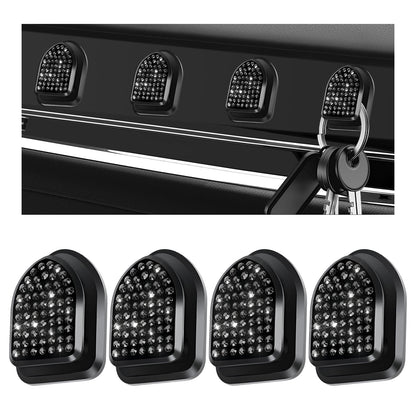 4PCS Bling Car Mini Hooks, Cute Crystal Auto Backseat Hanger Adhesive Storage Hooks, Multifunctional Rhinestone Vehicle Dashboard Hook Hanging Organizer for Key Mask Cable (Green)