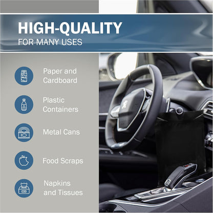 12x15 Black Car Trash Bags, Leak-Proof, Headrest Handle, 2 Mil, 50 Pack