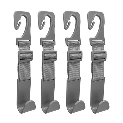 4PCS Car Seat Headrest Hook, Adjustable Vehicle Backseat Hanger Storage Organizer, Universal Seat Back Holder Hooks for Purse Coat Grocery Bag, Car Accessories (Black)