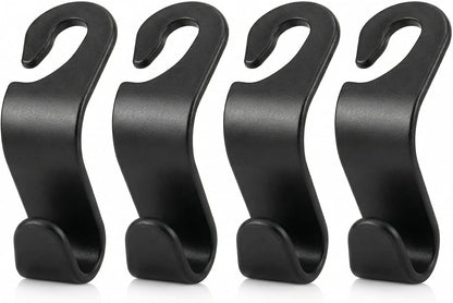 4 Pack Car Seat Headrest Hooks - Universal Back Seat Hanger for Purses, Grocery Bags, and Handbags - Stylish Black Car Organizer Hooks for Interior Storage, Easy Installation, Fits Most Vehicles