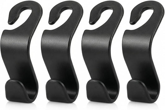 4 Pack Car Seat Headrest Hooks - Universal Back Seat Hanger for Purses, Grocery Bags, and Handbags - Stylish Black Car Organizer Hooks for Interior Storage, Easy Installation, Fits Most Vehicles