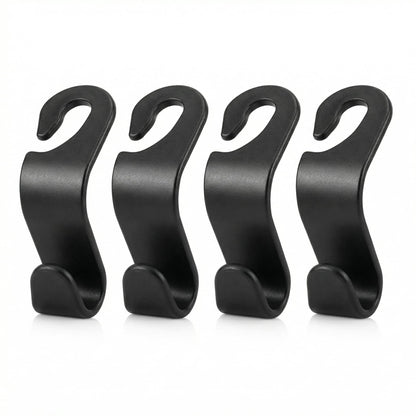 4 Pack Car Seat Headrest Hooks - Universal Back Seat Hanger for Purses, Grocery Bags, and Handbags - Stylish Black Car Organizer Hooks for Interior Storage, Easy Installation, Fits Most Vehicles