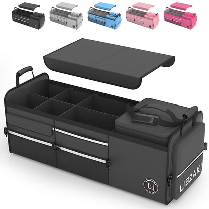 LIBZAKI Car Trunk Storage Organizer, Collapsible Trunk Storage Box for Car Truck SUV-Gray