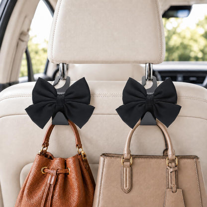 2 Pack Car Purse Hooks, Headrest Hooks for Cars, Black silk