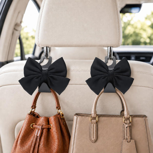 2 Pack Car Purse Hooks, Headrest Hooks for Cars, Black silk