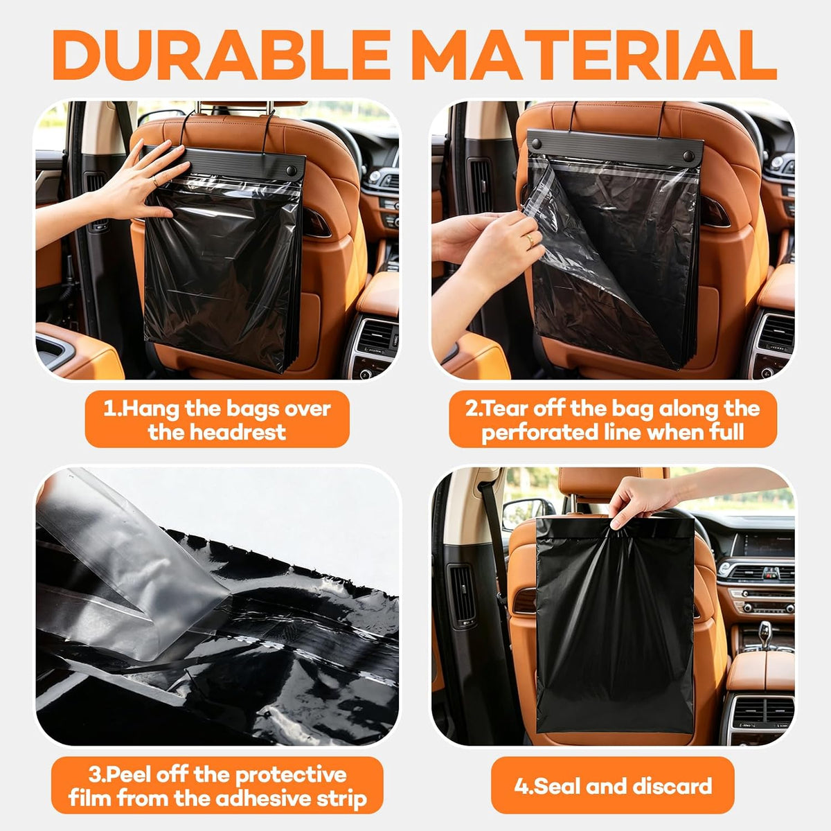 40 Count Hanging Car Trash Bags, Disposable Leak-proof Garbage Can for Car