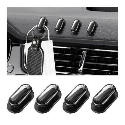 KVAEY 4 PCS Car Mini Hooks, Self-Adhesive Multifunctional Hanging Car Storage Hooks on Dashboard, Universal Vehicle Hook Stickers for Keys Mask Charging Cable, Car Accessories (Glossy)