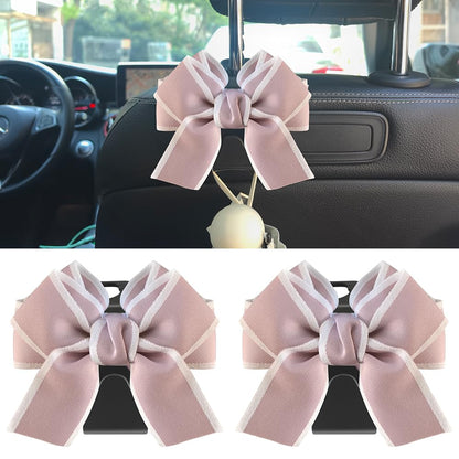 2-Pack Car Seat Headrest Hooks, Handbag Hangers, White leather