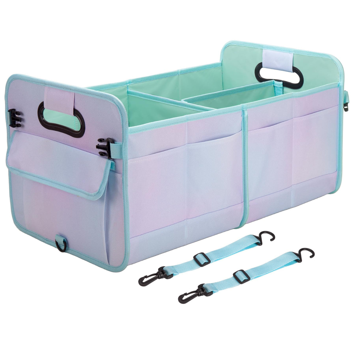 titiyiof Trunk Organizer For Suv & Sedan,Car Organizers and Storage, Waterproof Collapsible & Adjustable Straps,35L Sturdy Car Organization for Car Accessories, Tools,Sundries,2 Compartment（Black）