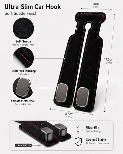 Purse Hook for Car, Headrest or Glove Box Use, Black 2 Pack