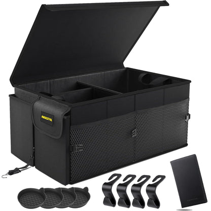 MIKKUPPA Trunk Organizer with Lid - 65L Collapsible Car Organizer, Black