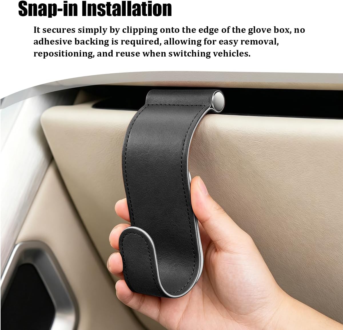 2PCS Car Co-Pilot Glovebox Hooks, Anti-Scratch Vehicle Passenger Seat Hanger Organizer, Automotive Glove Box Hanging Storage Accessories, Universal for SUV RV Truck (Black)