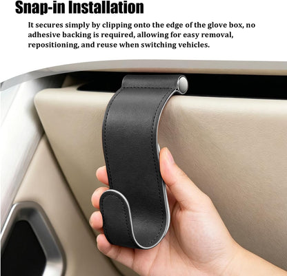 2PCS Car Co-Pilot Glovebox Hooks, Anti-Scratch Vehicle Passenger Seat Hanger Organizer, Automotive Glove Box Hanging Storage Accessories, Universal for SUV RV Truck (Black)