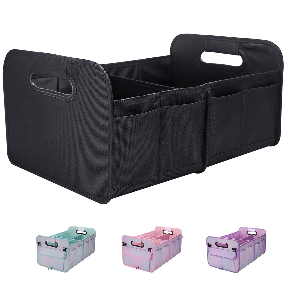 titiyiof Trunk Organizer For Suv & Sedan,Car Organizers and Storage, Waterproof Collapsible & Adjustable Straps,35L Sturdy Car Organization for Car Accessories, Tools,Sundries,2 Compartment（Black）
