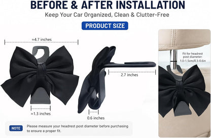 2 Pack Car Purse Hooks, Headrest Hooks for Cars, Black silk