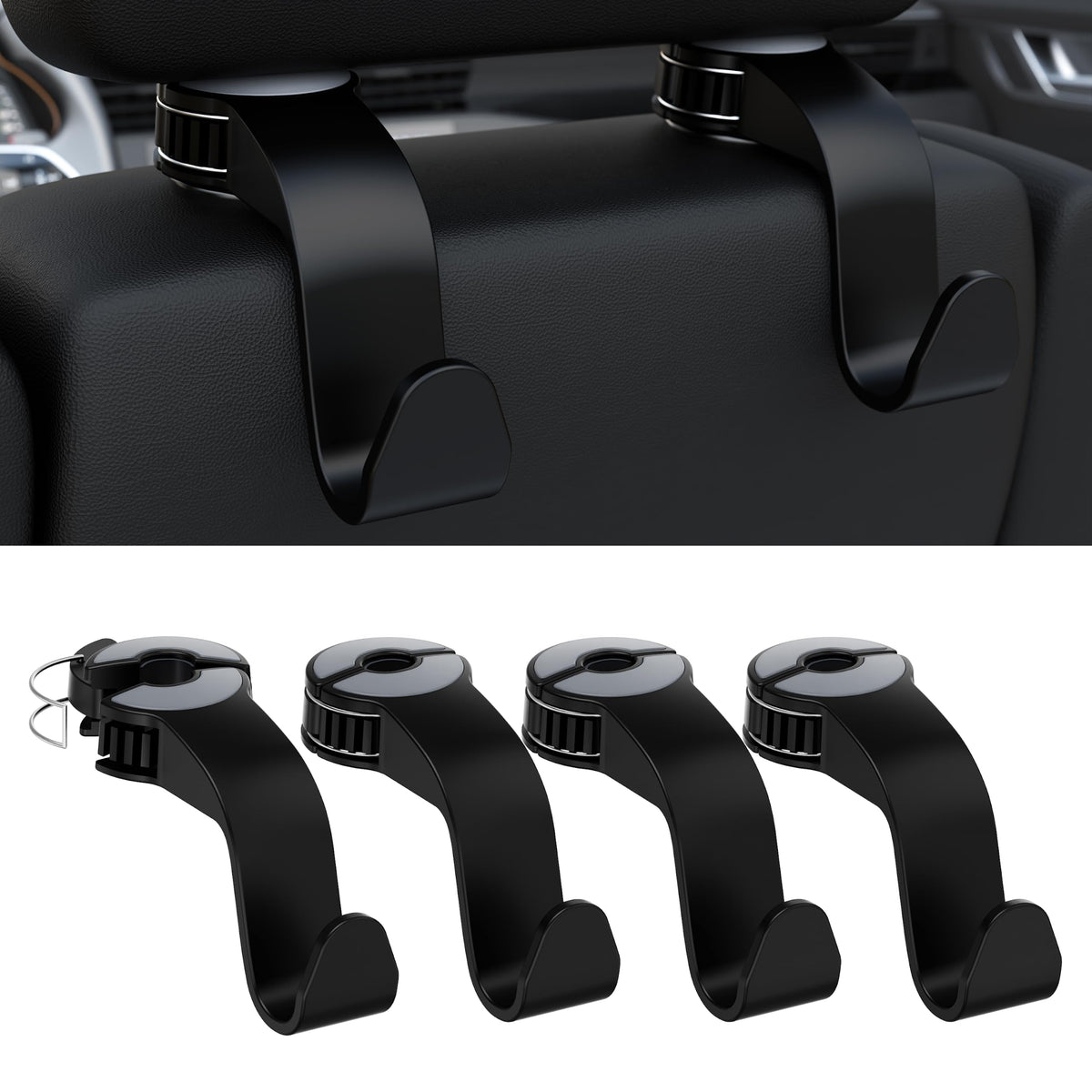 Amooca Anti-Drop Car Seat Hooks with Adjustable Hasp for Bags
