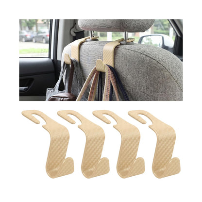 4 Pack Headrest Hooks for Vehicle Seats, Carbon Fiber/Red