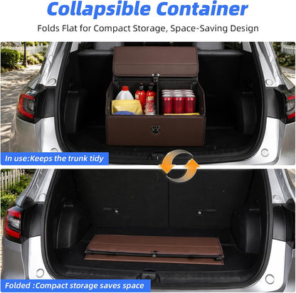 Car Trunk Organizer with Sturdy Faux Leather Lid - 20.9 inches