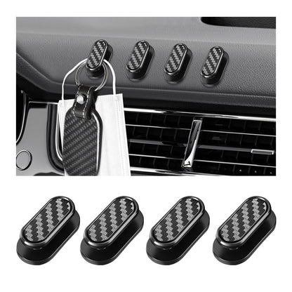 KVAEY 4 PCS Car Mini Hooks, Self-Adhesive Multifunctional Hanging Car Storage Hooks on Dashboard, Universal Vehicle Hook Stickers for Keys Mask Charging Cable, Car Accessories (Glossy)