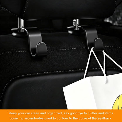 4 PCS Car Seat Headrest Hooks, Multi-Functional Auto Headrest Purse Holders Storage Hangers, Universal Backseat Backpack Hooks Hanging Holders for Cars Trucks SUVs (Black)